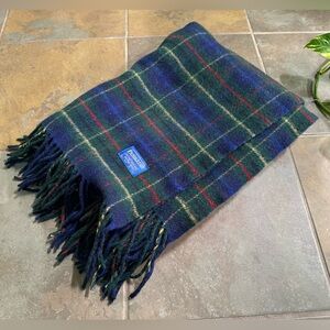 Pendleton Vintage 100% Virgin Wool Throw Blanket 50x70 Blue Green Red Plaid